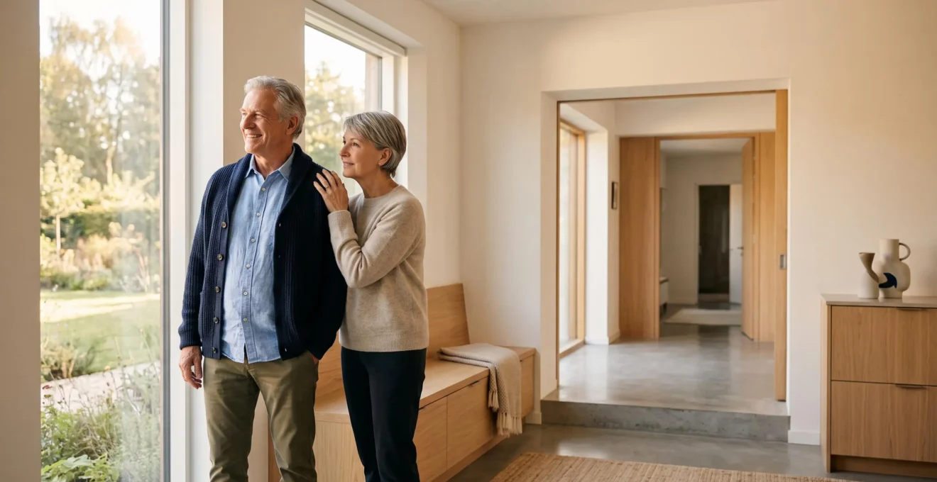 Interieur de maison lumineux et elegant symbolisant un logement pense pour accompagner le vieillissement de 60 a 90 ans