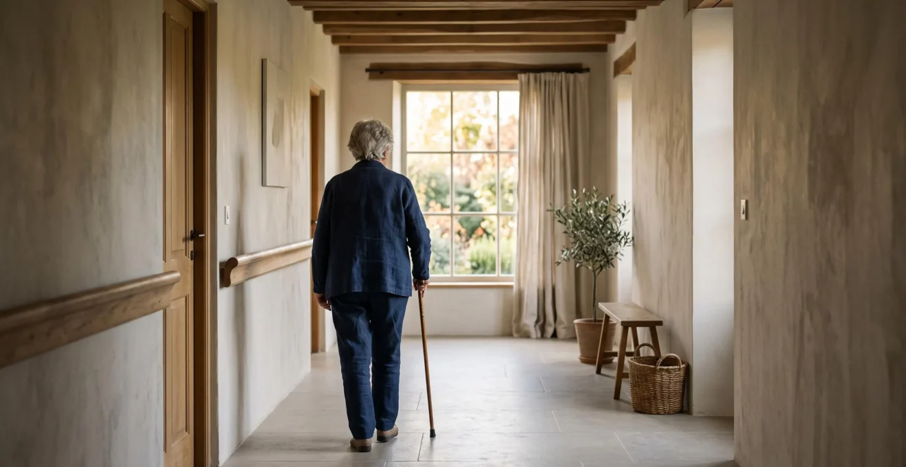 Interieur chaleureux et accessible d'une maison amenagee pour une personne agee a mobilite reduite